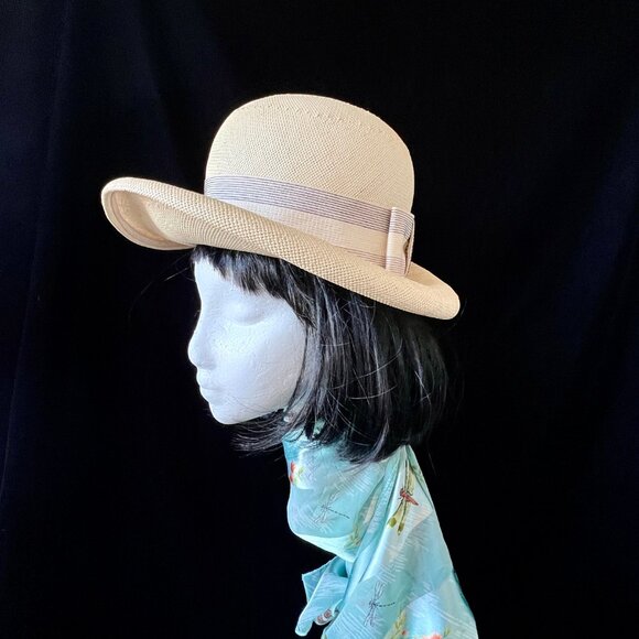 Vintage Mr. John Empress Fine Weave Straw Beige Hat, 1950's, Excellent Condition - Picture 13 of 14